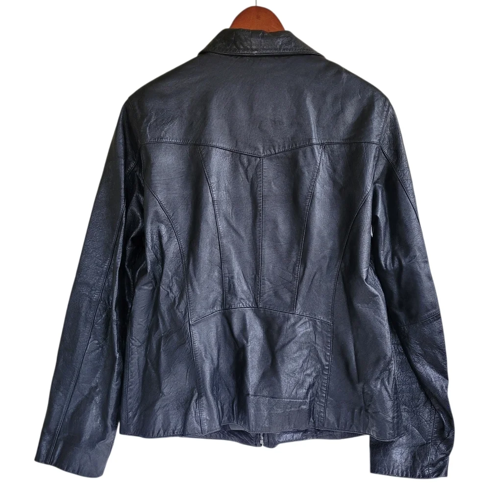 Wilsons Leather Maxima Vintage 100% Leather Jacket Black Womens Large 90s